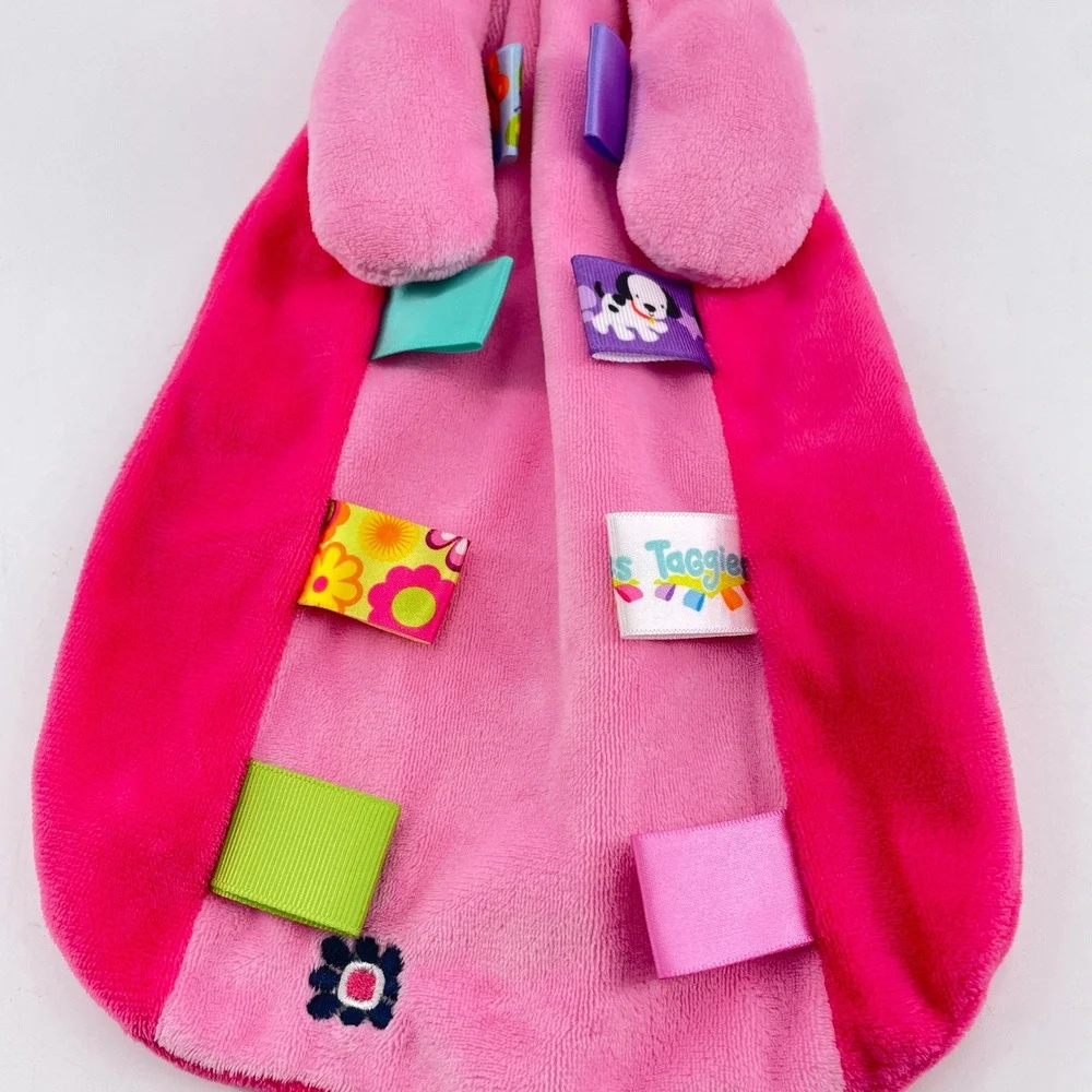 Taggies Pink Cat Kitty Sensory Plush Lovey Security Blanket Loops Rattle 2015